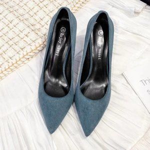 New Women's professional high heels stiletto suede pointed-toe shoes Size 8